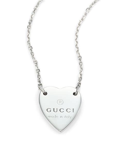 gucci silver necklace heart|gucci sterling silver heart necklace.